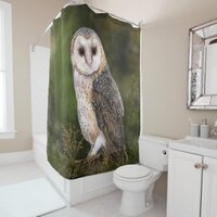 Western Barn Owl - Migned Watercolor Painting Art  Shower Curtain