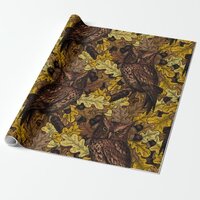 Autumn owls wrapping paper