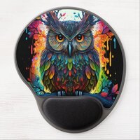 Psychedelic Fantasy Hippy Owl Gel Mouse Pad