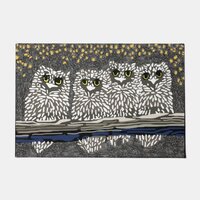 Funny Night Owl Doormat, Owl Lover Mat, Owl Birds Doormat