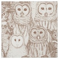 owls NC chocolate Fabric