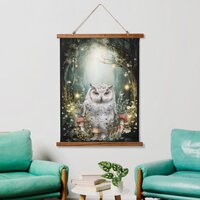 Enchanted Forest Woodland Owl Hanging Tapestry