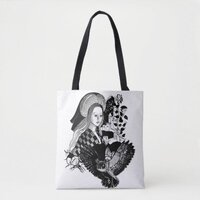 Gothic Night Owl and woman Tote Bag