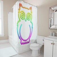 Owl Psychedelic Neon Light Button Shower Curtain