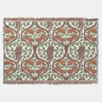 Woodland Whispers/Owls and Squirrels in the Oak/mo Throw Blanket