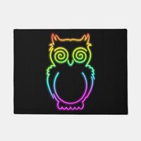 Owl Psychedelic Neon Light Button Doormat