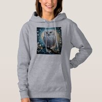 Lunar Vigil: The White Snow Owl Hoodie