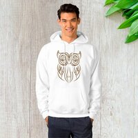 Tribal Owl Line Art Modern Brown Abstract Hoodie