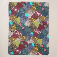 Owl in crown sherpa blanket
