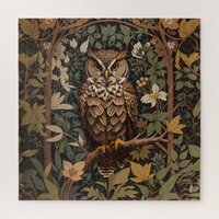 Majestic Great Horned Owl Forest Jigsaw Puzzle