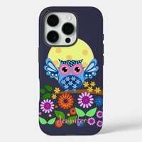 Cute spring Owl & custom Name iPhone 16 Pro Case