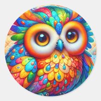Adorable Colorful Owl Classic Round Sticker