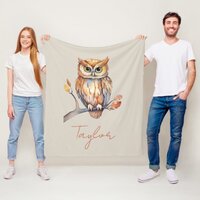 Personalized Owl Fleece Blanket