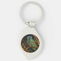 Turquoise and Gold Owl Keychain