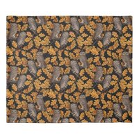Autumn owls on black duvet cover