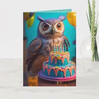 Colorful Owl Birthday Card