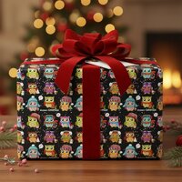 Festive & Fun Santa Owl Wrapping Paper