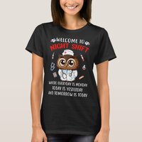Owl Night Shift Funny Nurse Nursing Rn Lpn Cna For T-Shirt