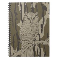 Bottomland Camo Owl on Branch vintage Notebook