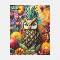 Fantasy Cute Serene Pineapple Owl Fleece Blanket