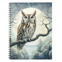 Watercolor Art Screech Owl Notebook