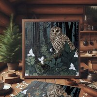 Barred Owl Fantasy Woodland Trillium Night Garden Jigsaw Puzzle