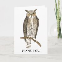 Great Horned OWL CUSTOM THANK YOU! Card