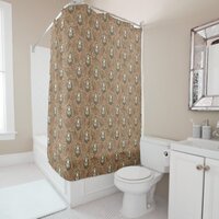 Brown Owl Illustrated Woodland Pattern Shower Curtain