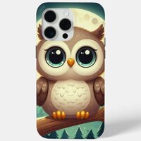 Cute baby owl at night with moon iPhone 15 pro max case