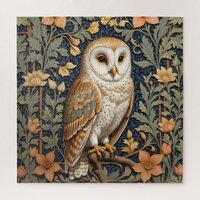 Beautiful Vintage Barn Owl William Morris Inspired Jigsaw Puzzle
