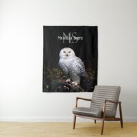 Majestic winter snowy owl monogram custom name tapestry