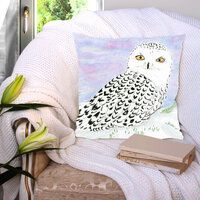 Snowy Owl In Winter Sunset Color Pencil Throw Pillow