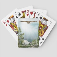 Owl Nature Lover Mountain Landscape with Monogram  Poker Cards