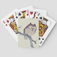 Japanese Sleeping Owl Night Artwork Poker Cards