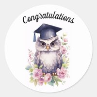 Graduation Owl Round Sticker
