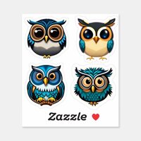 "Whoo's Adorable?" Pack #2 of Cute Cartoon Owls Sticker