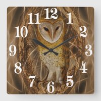Dream catcher owl square wall clock