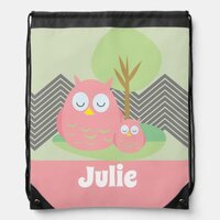 Cute Owls Name Kids Drawstring Bag