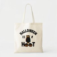 Halloween is a hoot scary spooky owl and pumpkins tote bag