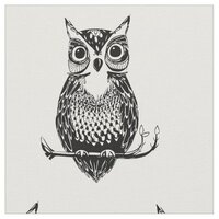 Hand Drawn Decorative Owl Fabric
