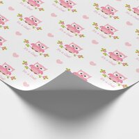 Owl Wrapping Paper Baby Girl Pink It's A Girl