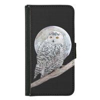 Snowy Owl and Moon Painting - Original Bird Art Samsung Galaxy S5 Wallet Case
