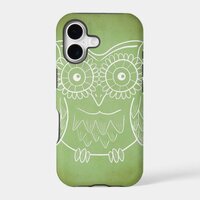 Green Owl Stencil Art iPhone 17 Case