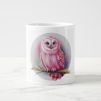 Large Artistic Pink Owl Mug