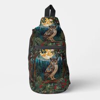 Elegant boho stain glass owl woodland forest sling bag