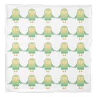 Green owl cartoon duvet cover