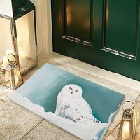 Snowy Owl Arctic Winter Sky Snow Teal Doormat