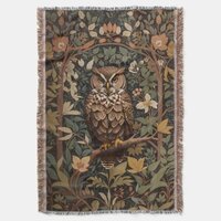 Majestic Great Horned Owl Forest Throw Blanket