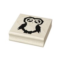 Cute Scruffy Owl Wood Art Rubber Stamp