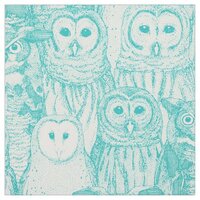 owls NC aqua Fabric